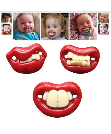 3pcs Baby Funny Pacifier Silicone Funny Dummy Nipple Teethers Teeth Pacifier for Newborn Soothing Teething Toy (B 3PCS)