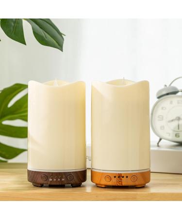 Flameless Candle Diffuser Mist Humidifier - Color Changing RGB LED Aromatherapy Oil Diffuser for Home & Office - Dark Wood Grain Base - Buy Online on GoSupps.com