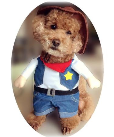 NACOCO Cowboy Dog Costume with Hat - Halloween Costume for Small Dogs and Cats - Buy Online on GoSupps.com