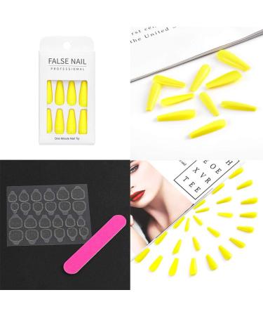 Sethain Glossy Ballerina False Nails Blue Pure Fake Nail Long Full Cover Coffin Press on Nails for Women and Girls (Yellow) - Buy Online on GoSupps.com