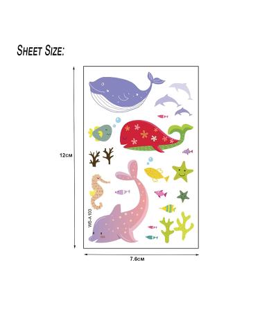 160Pcs Cartoon Ocean Animals Fish Temporary Tattoos for Kids - Waterproof Cute Fake Tattoo Stickers for Children Birthday Party - Girls Boys Gifts Favors - Buy Online on GoSupps.com