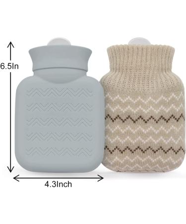 320ml Hot Water Bottle with Knitted Cover - Pain Relief for Waist, Back, Neck, Shoulders - Leak Proof, Removable Cover - Ideal Gift for Women, Kids - Grey - Buy Online on GoSupps.com