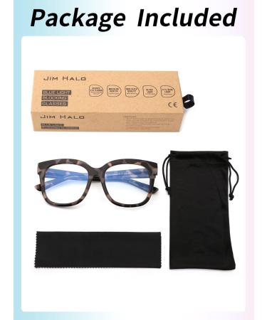 JIM HALO Blue Light Blocking Glasses for Women - Oversized Square Computer Glasses with Metal CP Temples in Gray Tortoise - Stylish Eye Protection for Work & Play - Buy Online on GoSupps.com