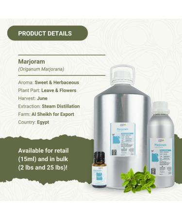 Marjoram Essential Oil - Direct from Al Sheikh for Export Egypt - Steam Distilled - Aceite de Mejorana for Aromatherapy, Massage, Diffuser, DIY Candle and Soap Making - 2lbs Marjoram (Al Sheikh) 32 Fl Oz (Pack of 1) - Buy Online on GoSupps.com