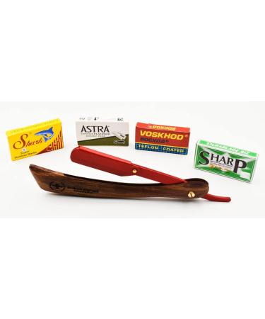 ROMAN EMPIRE SHAVING Spartacus Straight Razor - Professional Barber Set with 20 Astra Shark and Voskhod Blades - Buy Online on GoSupps.com