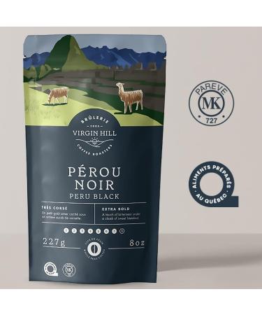 Virgin Hill Coffee - Peru Black - Bold Intensity & Dark Roast - Half Pound of High-Grade Coffee Beans - 8oz / 227 grams Whole Beans 8 oz. / 227 grams - Buy Online on GoSupps.com