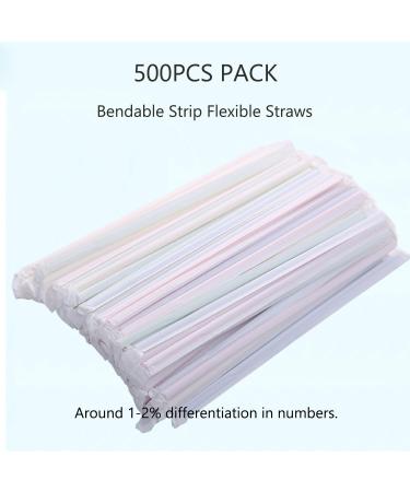 FOREVERIE 500 Counts Individually Wrapped Disposable Straws Plastic for Drinking Flex & Bendy Common 0.24 Inch Calibre 8.27 Inches Length Striped Color Soft Thin Bulk Package - Buy Online on GoSupps.com
