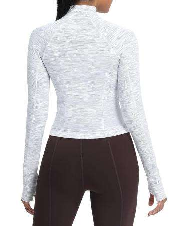 AVGO Women's Half Zip Long Sleeve Workout Shirt - Small White Space Dye - Buy Online on GoSupps.com
