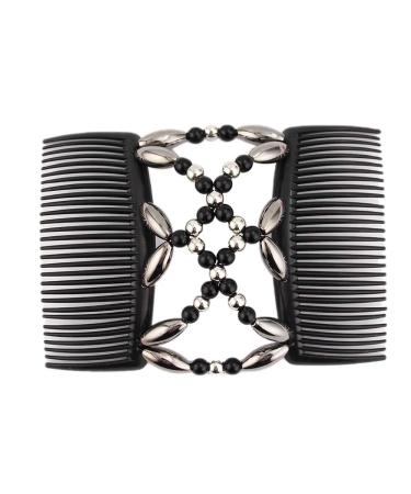 Beads Hair Combs Magic Elastic Hair Clips Stretchy Hair Comb Double Clips For Women Girls Hair Accessory