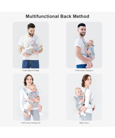 Iulonee 4-in-1 Adjustable Baby Carrier Wrap - Ergonomic Hands-Free Infant Carrier for Newborns (5-20kg) - Lightweight Blue - Buy Online on GoSupps.com