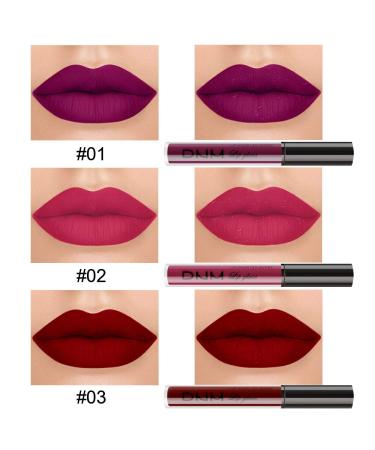 3Pcs Dark Red Purple Matte Liquid Lipstick Set | Long Lasting Waterproof Lip Gloss Gift | Matt Lipsticks for Women - Set01 - Buy Online on GoSupps.com