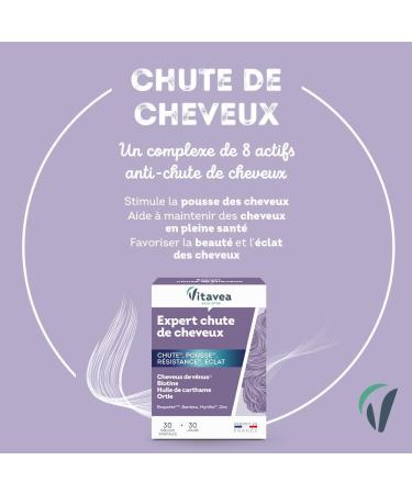 Vitavea - Hair Loss Supplement for Women and Men - Hair Growth Resistance Radiance - Biotin - Zinc Hair of Venus Blueberry - 30 Capsules - 1 Month - Made in France - Buy Online on GoSupps.com