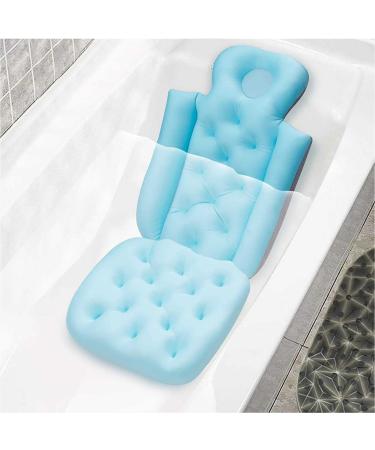 Bath Pillow Full Body  Bath Tub Pillow  Bath Cushion  Non-Slip Bath Tub Mat with Comfort Head Rest Back and Tailbone Support Buckle Fixed  for Adults and Children  93x40cm/37x16in Blue