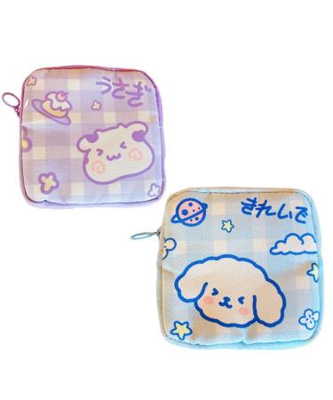 AOOPOO 2-pack Portable women's bandages Storage Box Womeniizer Women's Floor Organizer Womenizer Organizer Women's Floor Bag for Women Teenager Girls Feminine Menstruation Pocket purple+blue