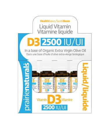 Prairie Naturals Liquid Vitamin D3 Cholecalciferol 2 500 IU - 15ml x 12 packs