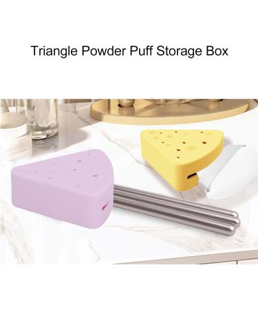 TYTOGE Portable Triangle Powder Puff Storage Box Double Sided Vent Breathable Silicone Makeup Sponge Holder for Home and Travel (Light Purple) - Buy Online on GoSupps.com