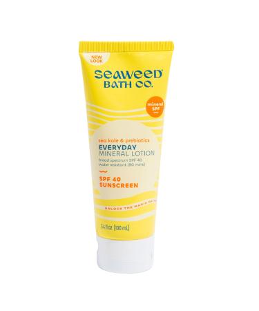 The Seaweed Bath Co. Everyday Mineral SPF 40 Broad Spectrum Sunscreen Lotion  3.4 Ounce  Nutrient-Rich Seaweed  Aloe  Avocado Oil  Vegan  Paraben Free - Buy Online on GoSupps.com