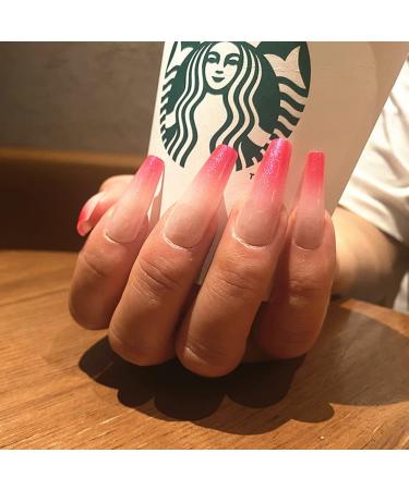 Uposao 24-Piece Coffin Ballerina False Nails - Long Pink French Acrylic Nail Tips for Women & Girls | Easy Press-On Artificial Nails - Buy Online on GoSupps.com