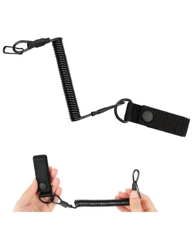 Elastic safety rope Spiral carabiner black tactical lanyard reusable light and compact can be used to hang up keys fishing and camping