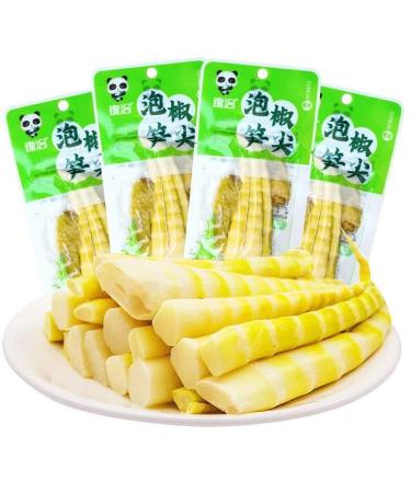 Instant pickled pepper crisp bamboo shoots Spicy bamboo shoots tip Hot and sour vegetable food Chinese specialty snacks Pickled pickles Side dish Delicious snacks (500g)