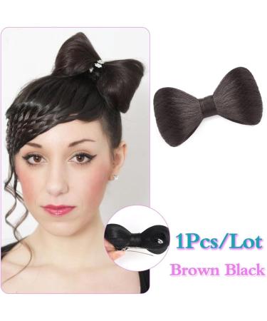 Messy Bun Hair Piece for Women Synthetic Natural Fake Hair Bow Bun Fluffy Claw Chignon Hair Extensions High Temperature Fiber Straight Updo Hairpiece Cute Headdress Styling Tools Fake Hair Accessori Brown black - Buy Online on GoSupps.com