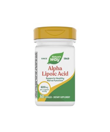 Nature's Way Alpha Lipoic Acid Supports Healthy Nerve Function & Antioxidant Pathways* 600 mg per 3-Capsule Serving 60 Capsules (Packaging May Vary)