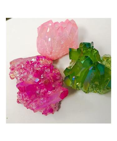 Crystal 700-800g 3PCS Quartz Cluster Crystal Stone Processing Colorful Crystal Cluster Specimen Home Gift Suitable for Home Office Decoration ERTEYIN