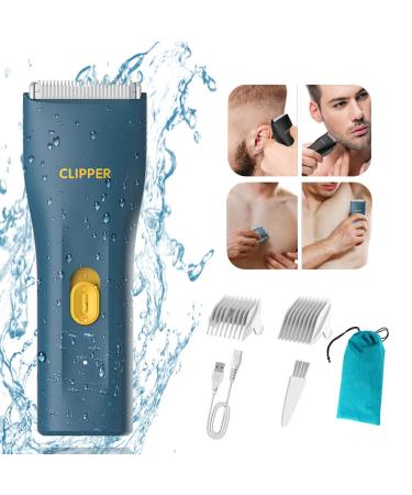 OPENBEAUTY Body Groomer Men Mini Portable Pubic Groin Hair Trimmer USB Rechargeable Waterproof Body Trimmer for Men&Woman Electric Beard Shaver Ball Trimmer with Safety Guardrail Blue