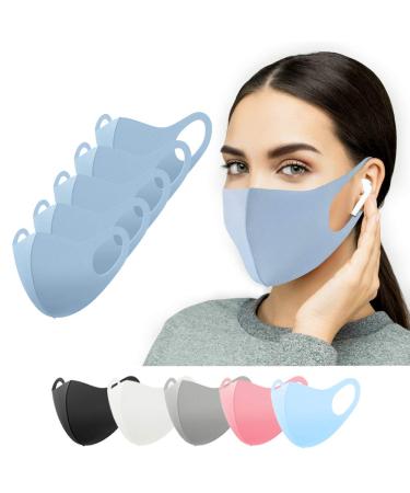 Fabric mask 5 pieces blue for older children adolescents adults mouth protection mask washable makeshift mask everyday mask facial mask women men - Buy Online on GoSupps.com