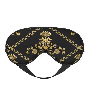 Sunflower in Gold and Black Sleep Mask Double-Sided Eye Mask Soft Adjustable Sleeping Eye Covers for Sleeping Perfect Shading Reduce Eye Edema