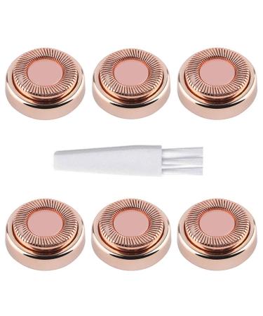 Gift2u Facial Hair Remover Replacement Heads, 6pcs Rose Gold Electronic Shaver Head Cutter Replacement with 18K Gold-Plated Blade Cover for Face, Leg, Armpit, Back, etc