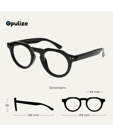 Opulize Rio Blue Light Filter Reading Glasses for Men & Women - +3.00 Magnification Flat Frame Spring Hinges Glossy Black - International Shipping Available - Buy Online on GoSupps.com
