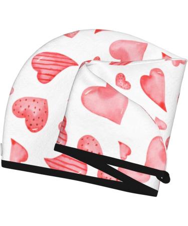 Pink Hearts Microfiber Hair Towel | Soft & Super Absorbent Quick Dry Hair Wrap for Women - Perfect for Long Curly Thick Hair - Buy Online on GoSupps.com
