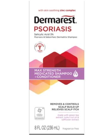 Dermarest Psoriasis Medicated Shampoo and Conditioner, Unscented, Dermatologist Tested, 8 ounces, (Pack of 2) 8 Fl Oz (Pack of 2)