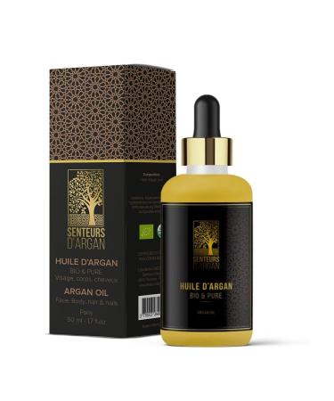 Organic Argan Oil Pure from Morocco, Cold Pressed, Argan Oil for Hair, Face Body, Extra Virgin, ECOCERT Certified Organic Argan Oil 50 ml