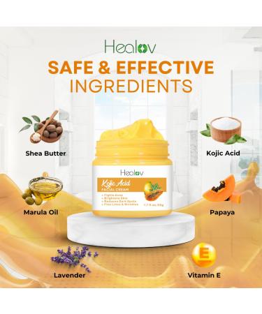 Kojic Acid Cream Skin Brightening Cream for Age Spots Hyperpigmentation Intimate Areas Dark Spot Remover Reduces Acne Scars and Evens Tone Kojic Acid Lotion for Brighter Glowing Look - Buy Online on GoSupps.com
