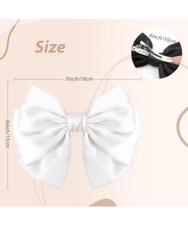 2PCS Big Satin Layered Hair Bows for Women Girls - 7 Inch Black White Barrette Hair Clip - Large Silk Ribbon Bows - French Style Hair Accessories in Black+White - Buy Online on GoSupps.com