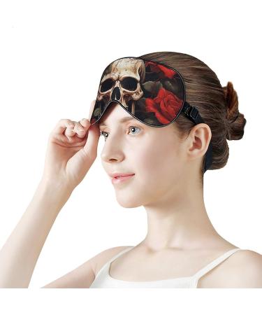 Soft Skull Rose-Red Eye Mask - Comfortable Adjustable Sleep Mask for Men & Women | Ideal for Travel & Work - Buy Online on GoSupps.com