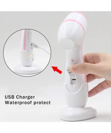 Waterproof Facial Cleaning Brush | Electric Exfoliating Brush with 2-Speed Rotation | USB Deep Cleansing Brush for Body - Pink - Buy Online on GoSupps.com