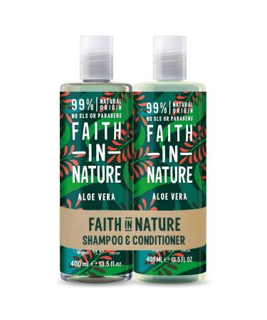 Faith in Nature Natural Aloe Vera Shampoo and Conditioner, Rejuvenating, Vegan and Animal Friendly, Paraben and SLS Free, Normal to Dry Hair, 2 x 400ml