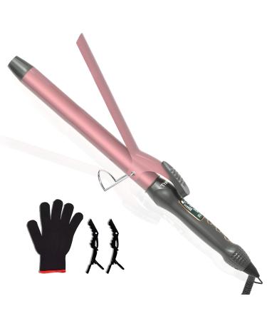 Thirtek 1-Inch Extra Long Barrel Curling Iron Ceramic Tourmaline Barrel for a Long-Lasting Smooth Finish Instant Heat up to 450 F | 15 Adjustable Temp | Auto Shut-Off | Dual Voltage 1 inch Rose Gold