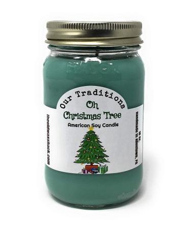 Oh Christmas Tree Scent Soy Candle - 16 Oz. Mason Jar - Holiday Scent