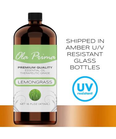 Ola Prima Lemongrass Essential Oil 16 oz - 100% Pure and Natural - Large 16 fl oz Bottle - Buy Online on GoSupps.com
