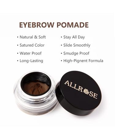 ALLROSE Eyebrow Stamp and Stencil Kit - 20 Brow Stencils, Waterproof Brow Trio with Sponge Applicator - Black/Brown - Buy Online on GoSupps.com