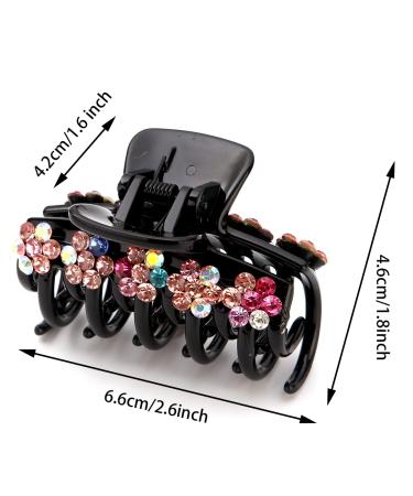 LONEEDY 3PCS Rhinestone Flower Hair Claw Clips - Strong Hold Double Teeth Jaw Clips (Medium) - Color, Light Blue, Silver - Buy Online on GoSupps.com