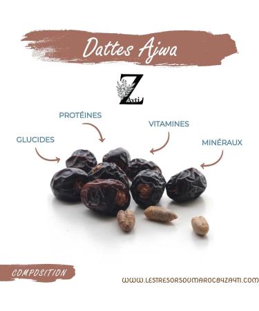 DATTES AJWA D NOYAUT ES 300g | DATTES FRA CHES PREMIUM D'ARABIE SAOUDITE 100% NATURELLE DE LA QUALIT LA PLUS FINE. (D NOYAUTER) - Buy Online on GoSupps.com