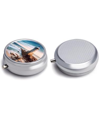 Travel Pill Box with Lighthouse Design - 3 Compartment Portable Medicine Organizer for Purse & Pocket - Ideal for On-the-Go Medication - Buy Online on GoSupps.com