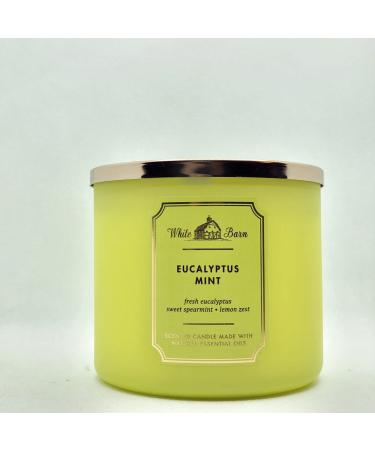 Bath & Body Works White Barn 3-Wick Candle w/Essential Oils - 14.5 oz - New Core Scents! (Eucalyptus Mint)