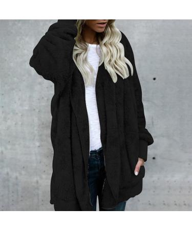 Hanxiulin Women's Oversized Plush Hoodie Jacket - Winter Windproof Coat Breathable Thick Sweater XL Black - Buy Online on GoSupps.com