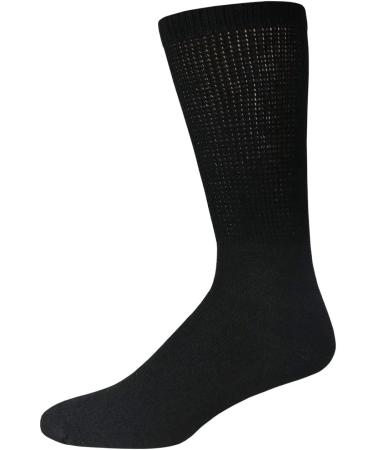 Cotton Diabetic Neuropathy Crew Socks (6 Pairs, Black, Men's 9-12/Women's 10-13) - Buy Online on GoSupps.com